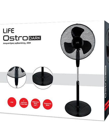 Life Ostro Black Ανεμιστήρας Δαπέδου