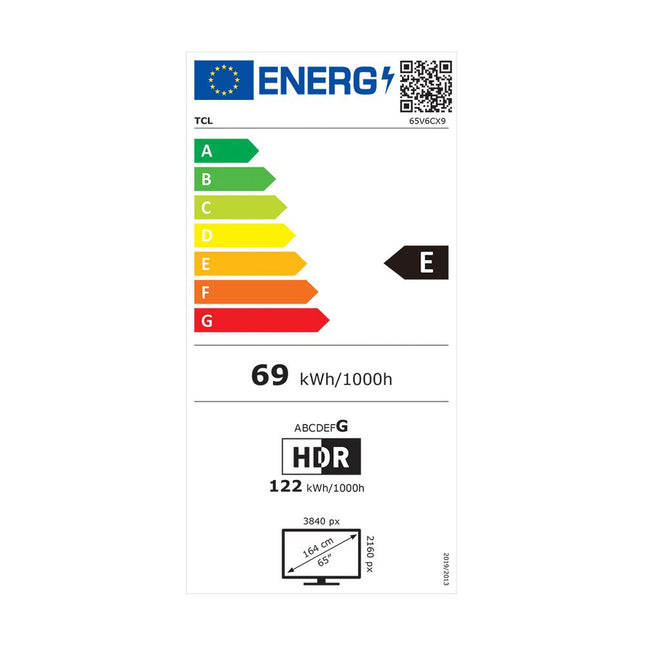 TCL LED 65V6C 65" Τηλεόραση Google TV 4K