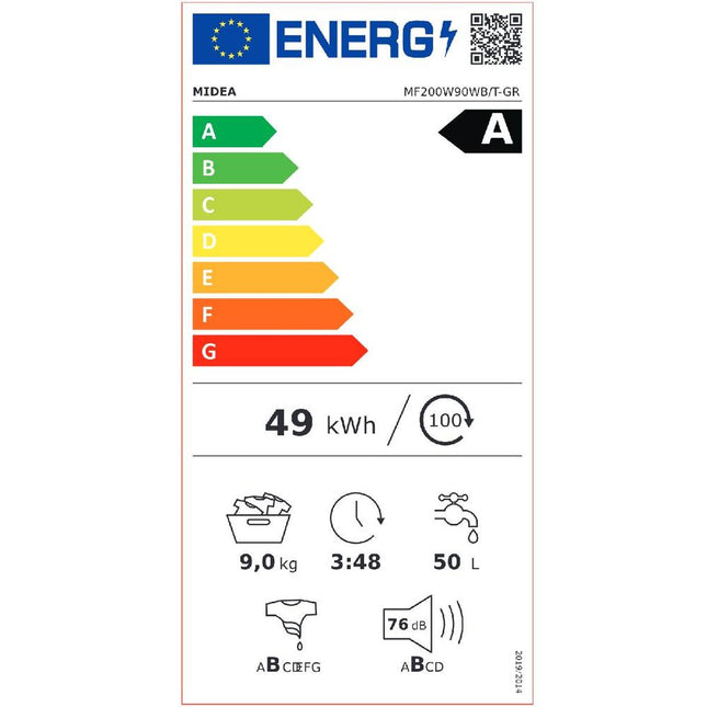 Midea MF200W90WB/T-GR Πλυντήριο Ρούχων