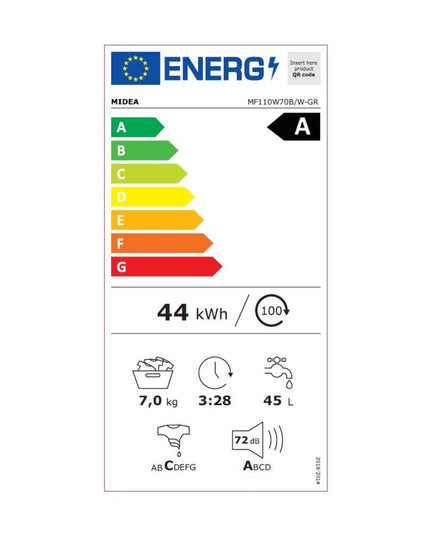 Midea MF110W70B/W-GR Πλυντήριο Ρούχων