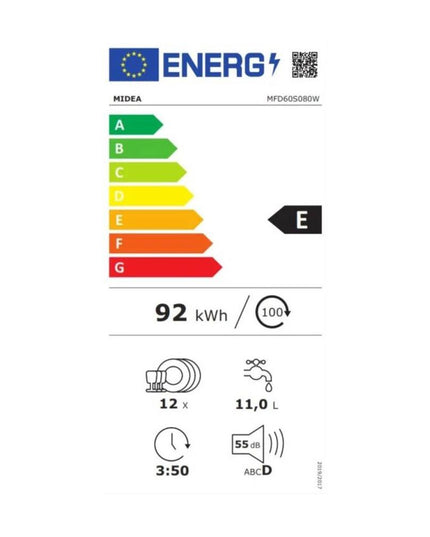 Midea MFD60S080W 60 cm Πλυντήριο Πιάτων