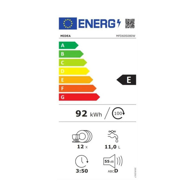 Midea MFD60S080W 60 cm Πλυντήριο Πιάτων