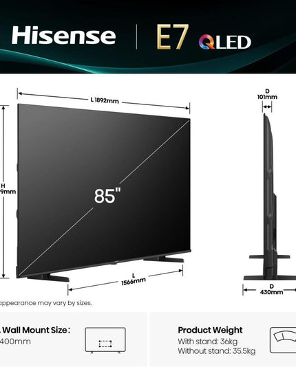 Hisense QLED 85E7Q 85" Τηλεόραση Smart 4K