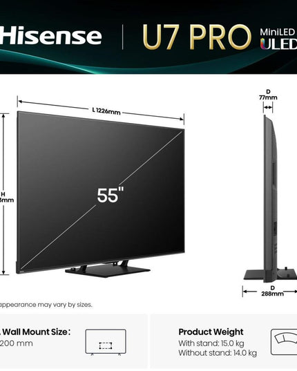 Hisense Mini-LED 55U7Q Pro 55'' Τηλεόραση Smart 4K