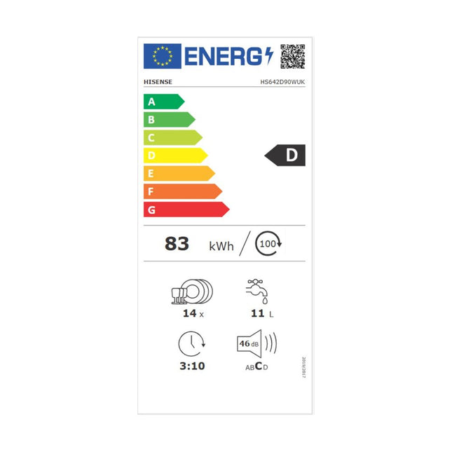 Hisense HS642D90W Πλυντήριο Πιάτων