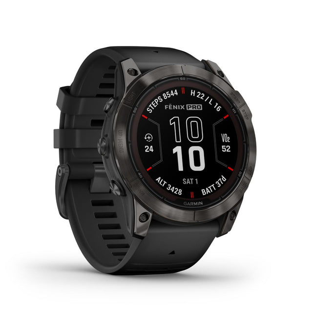 Garmin Fenix 7X Pro Sapphire Solar Titanium Carbon Gray DLC & Black SmartWatch